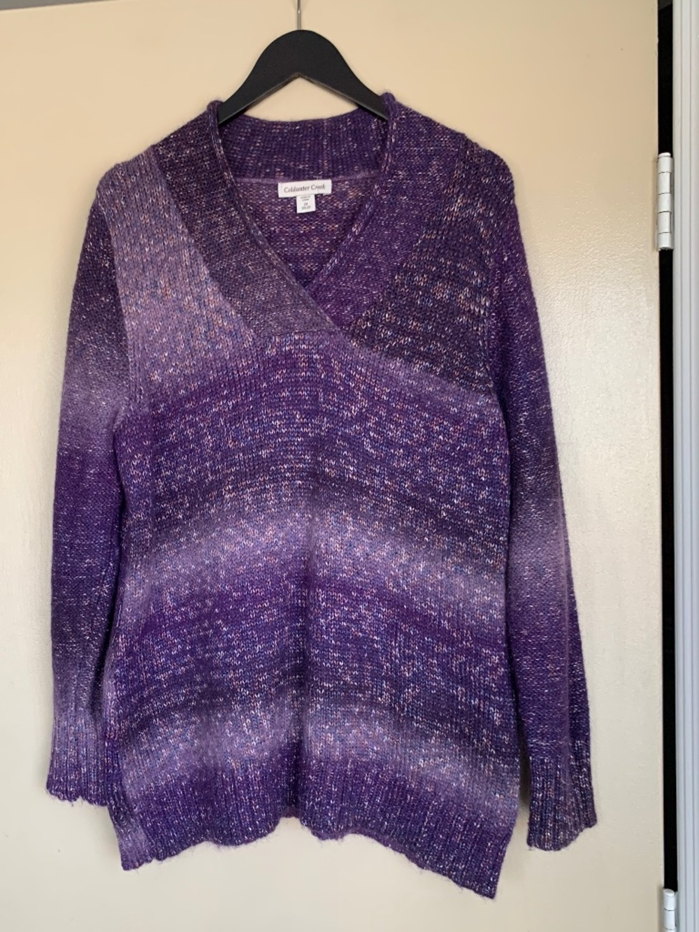 Coldwater Creek Purple Ombré Classic V- neck Sweater Wool Blend 2X or 20-22